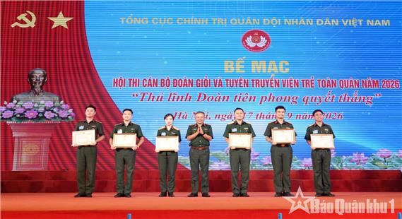 Đội thi Quân khu 1 đạt thành tích xuất sắc tại Hội thi cán bộ đoàn giỏi và tuyên truyền viên trẻ toàn quân